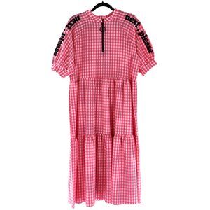 Pink Gingham Midi Dress